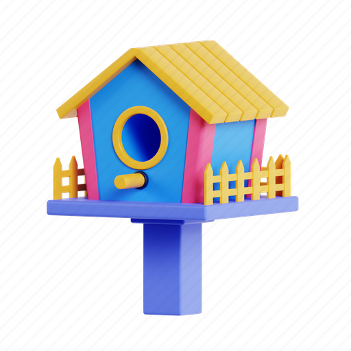 Bird, house, home, nature, nest, spring, tree 3D illustration - Download on Iconfinder