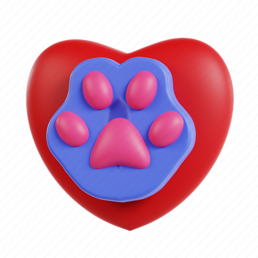 Paw, animal, cat, dog, print, cartoon, silhouette 3D illustration - Download on Iconfinder
