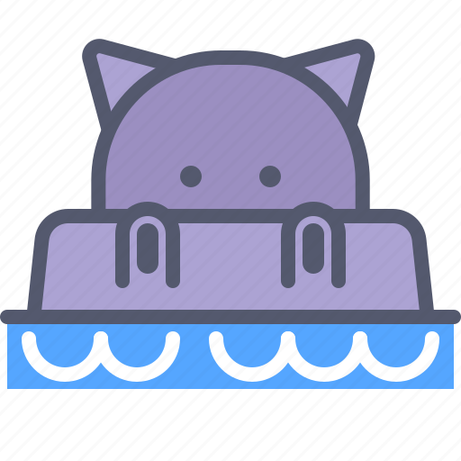 Hippo, pool, rest, swim, water, zoo icon - Download on Iconfinder