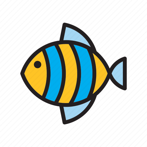 Animal, fish, striped, blue, yellow icon - Download on Iconfinder