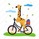 animals, giraffe, cycling, present, box