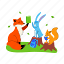 animal, school, fox, rabbit, squirrel