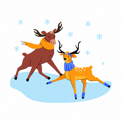 Animals, skate, elk, deer, converted illustration - Download on Iconfinder