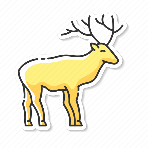 Deer, horned stag, reindeer, herbivore animal icon - Download on Iconfinder