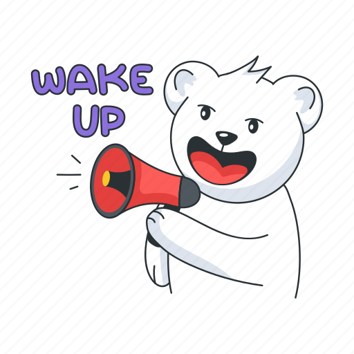 Wake up, get up, announcement, cute bear, bear character sticker ...