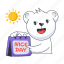 nice day, good day, flip calendar, table calendar, bear character 