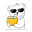 coconut water, coconut drink, tropical drink, summer bear, bear character 