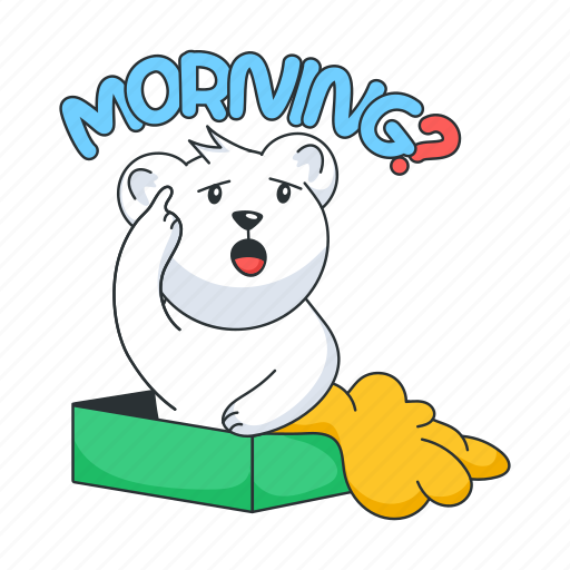 Morning, bear character, cute bear, sleeping bear, morning time sticker - Download on Iconfinder