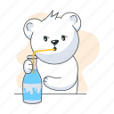 drinking milk, milk bottle, bear drinking, cute bear, bear character