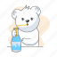 drinking milk, milk bottle, bear drinking, cute bear, bear character 