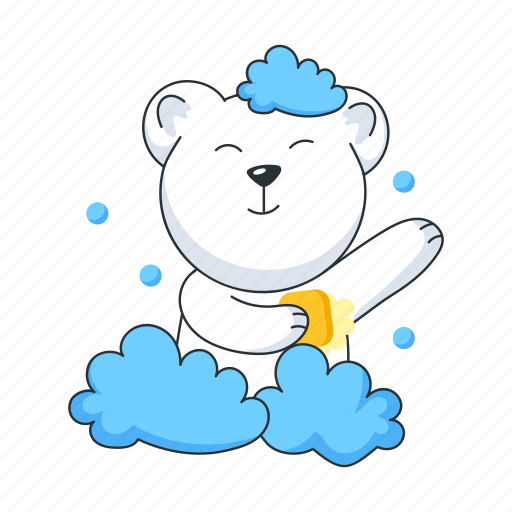 Taking shower, morning bath, taking bath, bathing bear, morning shower sticker - Download on Iconfinder
