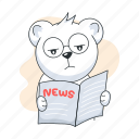 reading newspaper, bear reading, reading news, reading bear, cute bear