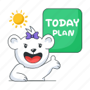 today plan, today agenda, bear character, cute bear, daily schedule