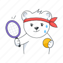 playing tennis, tennis gear, tennis bear, tennis sport, cute bear