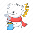 enjoying coffee, bear drinking, drinking coffee, smiling bear, bear character