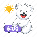 morning time, morning alarm, alarm clock, bear character, good morning