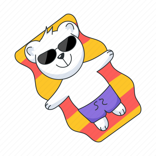 Chilling bear, relaxing bear, cool bear, sunbathing, bear character sticker - Download on Iconfinder