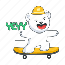 skateboarding bear, skateboard ride, happy bear, cute bear, skateboarding