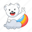 bear rainbow, pleasant day, nice day, happy bear, laughing bear 
