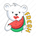 eating watermelon, fresh watermelon, fresh fruit, summer bear, bear character