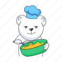 cooking whisk, whisking bowl, mixing bowl, bear chef, cute bear