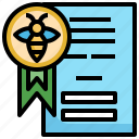 apiary, certificate, patent, files, farming, gardening, bee