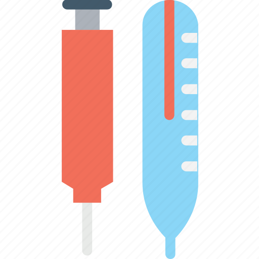 First aid, hospital equipment, medical supplies, medical treatment, thermometer and syringe icon - Download on Iconfinder