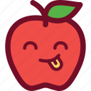 apple, cute, emoticon, funny, tongue