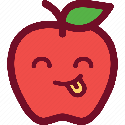Apple, cute, emoticon, funny, tongue icon - Download on Iconfinder