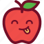 apple, cute, emoticon, funny, tongue 