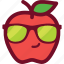 apple, cool, cute, emoticon, funny, glasses 
