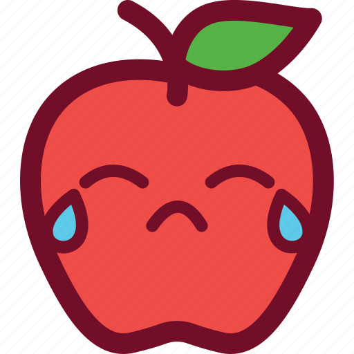 Apple, cry, emoticon, sad icon