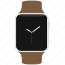 apple, brown, leather, silver, watch