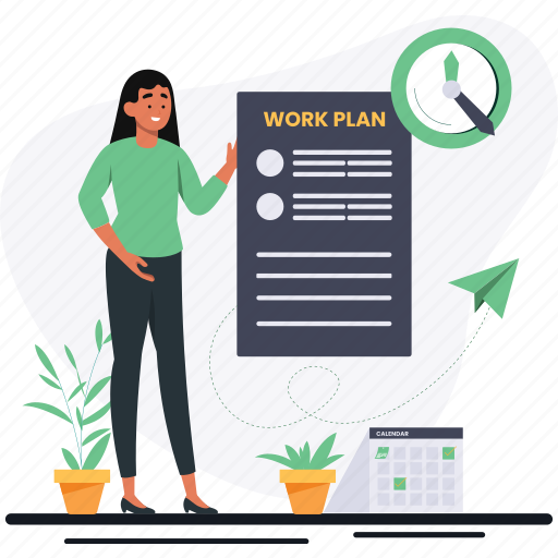Workplan, solution, tool, project, time, management illustration - Download on Iconfinder
