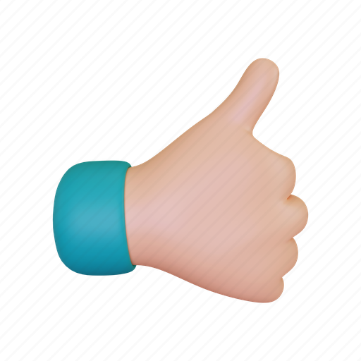 Hand, approved, thumbs up, like, good, gesture, approve 3D illustration - Download on Iconfinder