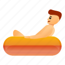 beach, boy, inflatable, rest, ring, woman