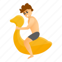 beach, boy, goose, hand, inflatable, party