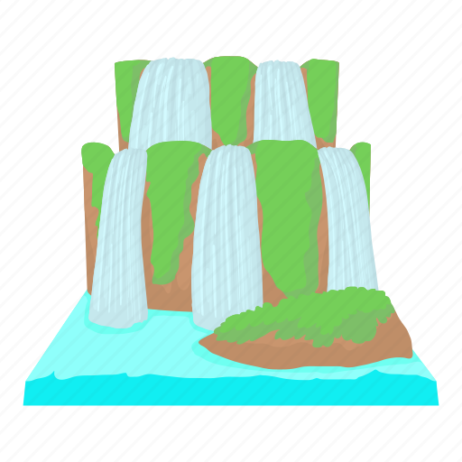 Blue, cartoon, flow, natural, splash, water, waterfall icon - Download on Iconfinder