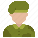 soldier, in, beret, military, war, armed, forces