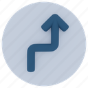 curve, arrow, direction, navigation, sign