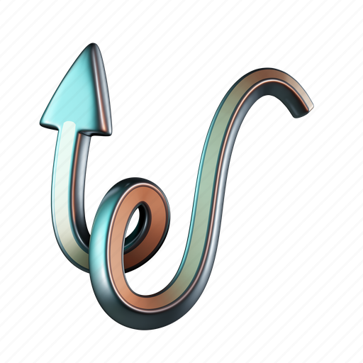 Arrow, swirl, curvy, direction, pointer 3D illustration - Download on Iconfinder