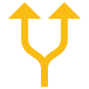 split, arrows, conection, division, y intersection, alternate, direction