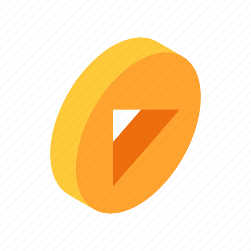 Arrow, audio, circle, isometric, music, play, yellow icon - Download on Iconfinder