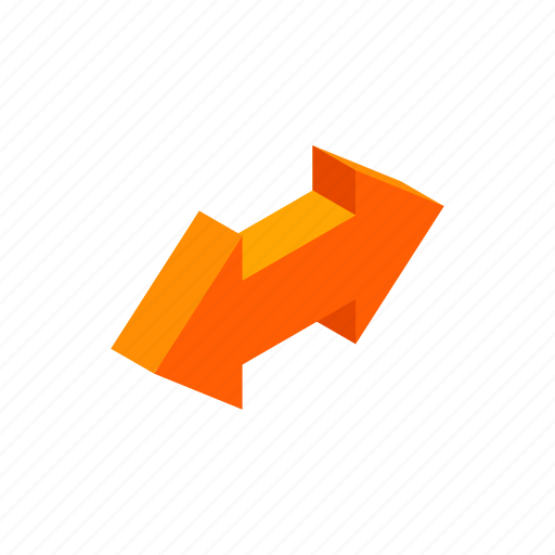 Arrow, direction, isometric, left, orange, pointer, right icon - Download on Iconfinder