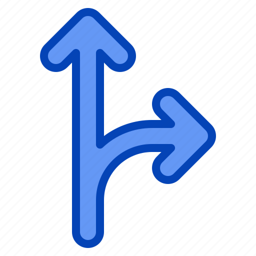 Arrow, direction, path, right, split, straight, turn icon - Download on Iconfinder
