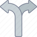 two, way, right and left, arrows