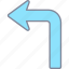 turn left, arrow, sign, direction 