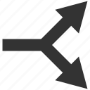 bifurcation, choice, connection, direction, divide, right, split arrow