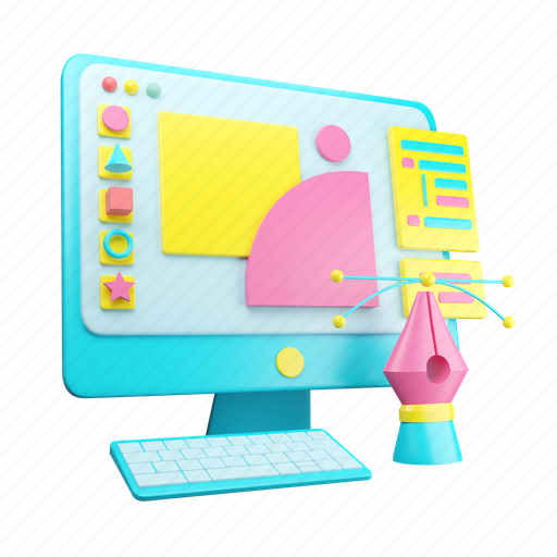Software, graphic design, computer, monitor 3D illustration - Download on Iconfinder