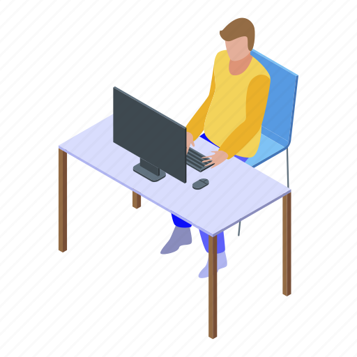 Business, cartoon, computer, director, isometric, office, woman icon - Download on Iconfinder